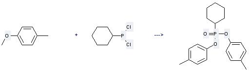 Phosphonous dichloride,P-cyclohexyl- can be used to produce cyclohexyl-phosphonic acid di-p-tolyl ester at the temperature of 20°C
